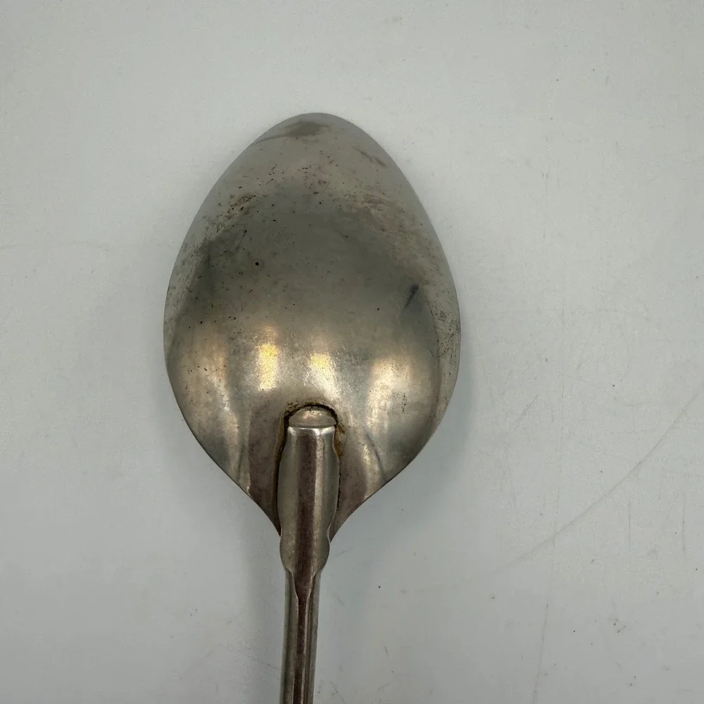 Vintage Ekco USA Stainless Serving Spoon Copper Handle Mid Century Kitchen Tool